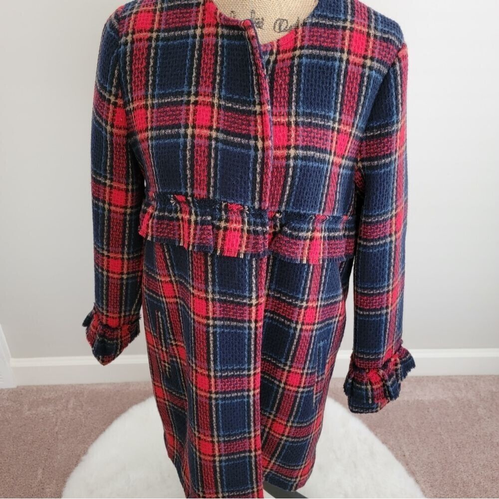 Jack red and blue plaid coat